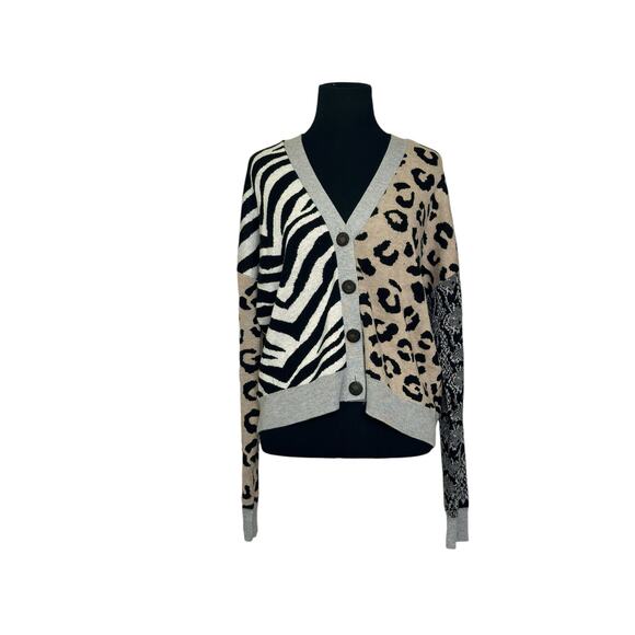 Payton Primrose animal print patchwork long sleeves cardigan size Small - Picture 10 of 12